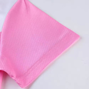 Conjunto de Camiseta de Voleibol Rosa Unisex, Cuello en V, Manga Corta, Bloques de Color, Absorbe la Humedad, 100% Poliéster, Nombre del Equipo, Ropa Deportiva - Product Image 6