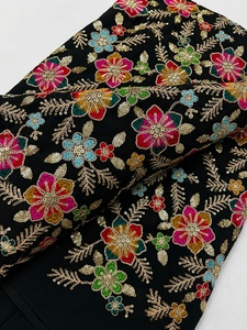 Exclusive Velvet Embroidered <b>Fabric</b> with Luxury Sequin Design for Bridal Dresses Evening Wear and High Fashion Apparel - Product Image 1