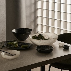 Bol de service artisanal en résine blanche de qualité supérieure, motif tourbillon, classique, compatible lave-vaisselle, empilable, écologique, qualité alimentaire, pour fêtes - Product Image 6