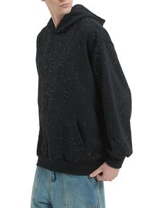 Sweat à capuche polaire pour femme, coupe ample, délavé à l'acide, 400 GSM, impression DTG, strass, accents de strass intégraux, écologique, léger - Product Image 2