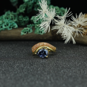 Blue Sapphire Moissanite <b>Wrap</b> Ring 925 Sterling Silver Gold Plated Designer Pave Ring Women Luxury Jewelry Wholesale - Product Image 1