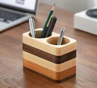 Porte-stylos en bois fait main, organiseur de bureau, support à crayons en bois naturel, conteneur de rangement décoratif pour bureau et maison