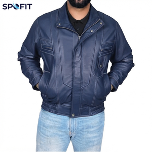 Professional Manufacturer Made Winter Warm Men's High Street Vintage Leather <b>Biker</b> <b>Jacket</b> Eco-Friendly Waterproof Front - Product Image 6
