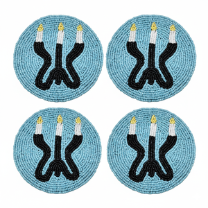 Posavasos de Té con Cuentas Hecho a Mano, Edición Clásica, Diseño de Espadas en Blanco y Negro, Redondo, Elegante Adorno de Mesa - Product Image 3