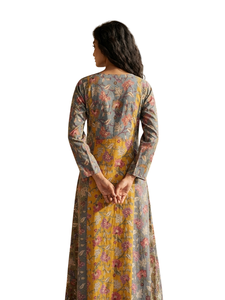 Vestido largo con estampado floral, vestido informal de manga larga con corte en A, vestido sin mangas con superposición para uso diario - Product Image 2