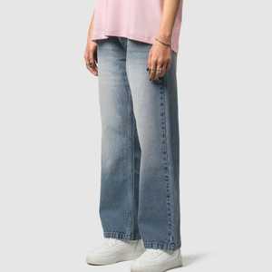 Jeans de Hombre Vintage de Cintura Media, Corte Recto, Lavado a la Piedra, 100% Algodón, Ligeros, para Verano, Otoño, Primavera e Invierno, Personalizados OEM ODM - Product Image 3