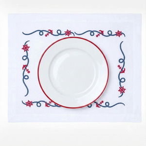 Custom Embroidery Anchor Boat Design <b>Placemat</b>&Napkin Set for Home Restaurant White Cotton Luxury <b>Placemat</b>&Napkin Set - Product Image 2
