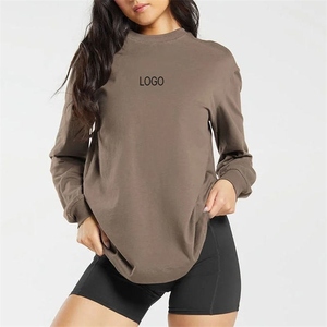 Sudadera Oversize de Cuello Redondo para Mujer, Manga Larga, Hombros Caídos, Color Liso, Tejido de Algodón/Fibra de Bambú, Jersey de Punto Cristalino para Otoño - Product Image 3