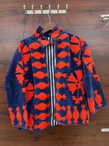 Veste en velours brodée à la main avec un motif floral, style décontracté, idéale pour les soirées ou un usage quotidien - Product Image 2
