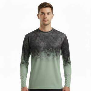 Custom Logo Long Sleeve Fishing <b>Shirt</b> UV Protection Quick Dry Pullover Camo Print Polyester Angling Wear - Product Image 1