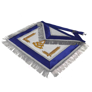 Tablier de maître de la franc-maçonnerie bleu - Broderie dorée avec tresse argentée, matériaux de qualité supérieure, broderie détaillée et qualité durable. - Product Image 1
