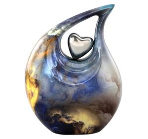 Urnes funéraires pour adultes en forme de goutte d'eau avec cœur, finition colorée antique, en laiton/aluminium pour cendres funéraires - Product Image 4