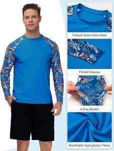 Maillot de bain en nylon à manches longues pour hommes, imprimé floraux personnalisés de haute qualité, protection UV, pour MMA et BJJ - Product Image 4