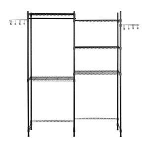 Scaffale portaoggetti a 5 livelli sopra lavatrice/asciugatrice con ganci regolabili e asta appendiabiti, stendibiancheria a due file per lavanderia - Product Image 1