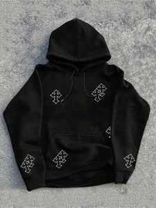 Sweat-shirt à capuche en molleton noir uni pour homme, respirant, coupe classique, streetwear, pull unisexe 100% coton, automne - Product Image 1