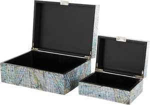 Handcrafted Eco-Friendly Mother of Pearl Shell Mosaic Rectangle MOP Abstract Inlay Jewelry Storage <b>Box</b> <b>Keepsake</b> Home Decor - Product Image 3