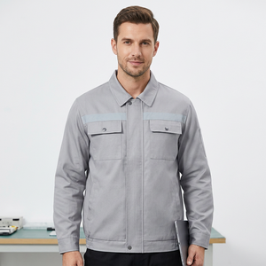 Chemise-veste de travail en toile gris clair pour homme, poches poitrine, col rabattable, à capuche, imperméable, séchage rapide, respirante, style hiver - Product Image 5
