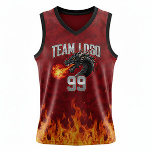Maillot de basket personnalisé à impression numérique, débardeur, nom de l'équipe, motif flamboyant, avec logo personnalisé - Product Image 1
