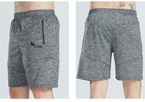 Shorts gris pour homme Ishaq à séchage rapide, taille mi-haute, avec poche zippée, style décontracté pour l'entraînement, en tissu tricoté 100 % polyester - Product Image 2