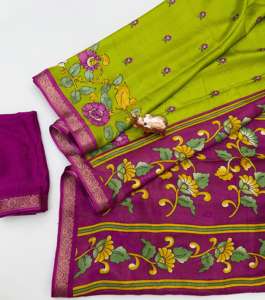 Hermoso Saree Formal de Seda Ligera para Mujer con Diseño Floral, Borde en Contraste y Pallu de Secado Rápido para Todas las Estaciones - Product Image 2