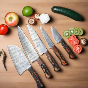 ชุดมีดทำครัวเหล็กดามัสกัส 5 ชิ้น ผลิตด้วยมือ 67 ชั้น สำหรับมือซ้ายและขวา ด้ามไม้เป็นมิตรกับสิ่งแวดล้อม - Product Image 1