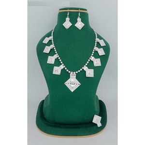 Conjunto nupcial de joyería de plata de 18 quilates para mujer, collar de estilo árabe, pendientes, anillos, collar de joyería de plata, joyería artificial de Dubái de 24K - Product Image 4