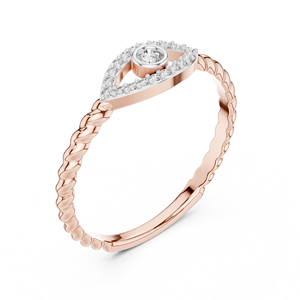 Anillo de Diamante Cultivado en Laboratorio con Corte Redondo EVIL EYE para Mujer, Juego de Anillos de Oro Rosa de 18 Quilates con Baño de Rodio, Certificado por Terceros, para Uso Diario y Regalos - Product Image 4