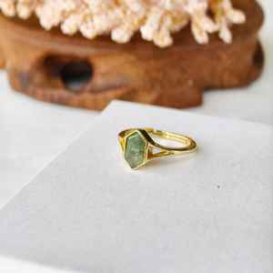 Bague ajustable en argent sterling 925 plaqué or 14 carats avec agate mousse, pierre précieuse naturelle, bijou fait main pour femme, cadeau - Product Image 6