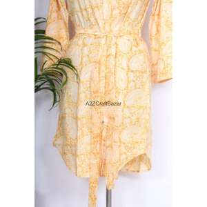 ชุดเดรสยาวพิมพ์ลายดอกไม้สไตล์เกาหลี แขนยาว พิมพ์ลายด้วยมือ คอวี ไซส์เสื้อเชิ้ต สำหรับใส่ไปงานปาร์ตี้ฤดูร้อนแบบสบายๆ เป็นมิตรกับสิ่งแวดล้อม - Product Image 6