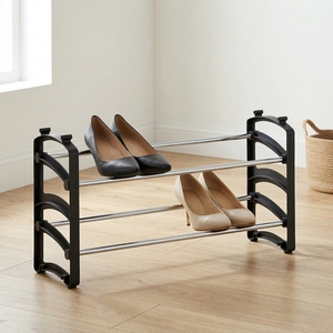 Modern 2-Tier Metal <b>Shoe</b> Rack Freestanding <b>Space</b> <b>Saving</b> Entryway <b>Storage</b> for Home Living Room Furniture - Product Image 1
