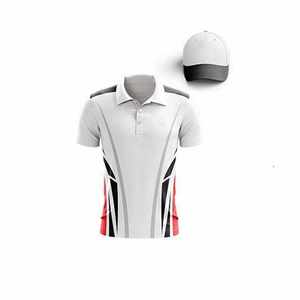 Custom Sublimated Cricket Uniform Set White Red Black Team Name Number 10 Breathable Short Sleeve Men's All Seasons Apparel - Product Image 4