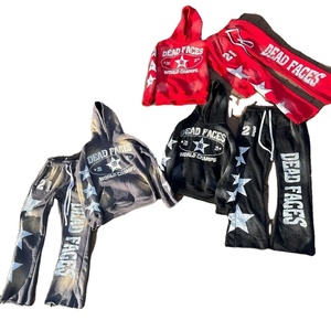 ชุดเสื้อกางเกงมีฮู้ดปักลายใส่ได้ทั้งชายและหญิงชุดวอร์มทรงบานขนาดใหญ่พิเศษโลโก้แบบกำหนดเอง - Product Image 4