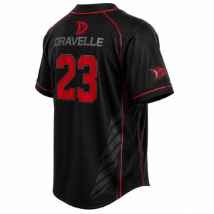 Men's Baseball Jersey Black Red Mesh Short Sleeve Button <b>Down</b> Regular Fit Breathable All Seasons Team Name Front Print - Product Image 3