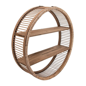 Natural Rattan Bamboo Round Wall <b>Shelf</b> Decorative Storage Organizer for Restaurant Spa and Hotel Display Wholesale - Product Image 3