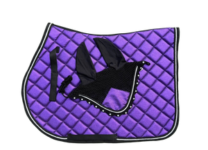 Tapis de selle équestre en maille respirante avec doublure scintillante, taille complète, tapis de selle en maille équestre avec bonnet assorti - Product Image 6