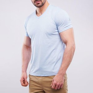 Camisetas deportivas de manga larga con cuello en V para hombre, ajuste holgado, 100% algodón, camisetas de fitness, camisetas con cuello en V personalizadas para hombre - Product Image 4