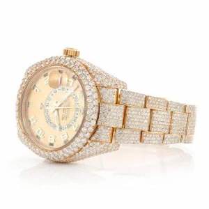 Luxury Iced Out Moissanite <b>Watch</b> Rose Gold Automatic <b>Mechanical</b> Diamond Style Bust Down Wristwatch - Product Image 5
