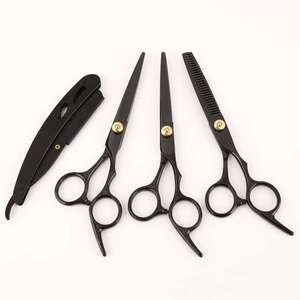 Juego de Tijeras de Peluquería Profesionales OEM de Alta Calidad, Acero Inoxidable, Punta Afilada, Color Negro, 6 Pulgadas, para Cortar el Cabello, ANAAIF - Product Image 2