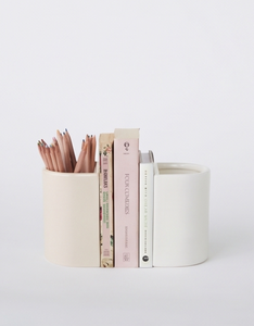 Manufacturer Wholesale Aluminum Bookend Pen Cup Design Heavy Duty Metal <b>Book</b> Holder Creative Office Decor Tabletop Organizer - Product Image 2