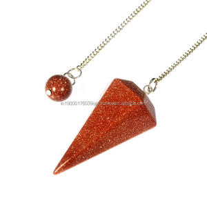 Fournisseur en gros de cristal artisanat de guérison à facettes pierre précieuse agate or rouge pierre chakra reiki pendule de radiesthésie - Product Image 1