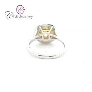 CLÁSICO DOBLE HALO ORO DE 18K AU750 BLANCO SOILD Y AMARILLO DOS TONOS DIAMANTE NATURAL REAL 6X6MM MONTAJE DE ANILLO DE COJÍN - Product Image 3