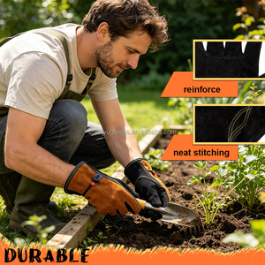 Guantes de Jardinería Resistentes para Hombre y Mujer, de Poliéster/Algodón/Metalizado, a Prueba de Espinas, Estilo Guantelete, con Puño Elástico y Diseño a Rayas - Product Image 5