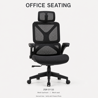Chaise de bureau moderne noire entièrement en maille avec appui-tête, soutien lombaire séparé, accoudoirs sculptés et base à roulettes noire - ArchieLeap Commercial
