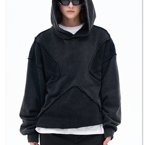 Sweat à capuche français personnalisé pour homme, coupe-vent, 100 % coton, écologique, délavé et vieilli, sans cordon, idéal pour l'hiver et les occasions formelles - Product Image 4