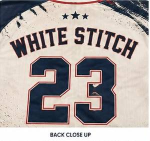 Maillot de baseball unisexe à manches courtes, imprimé par sublimation, drapeau américain, logo WS, 100% polyester, respirant, coupe classique, toutes saisons, blanc - Product Image 4