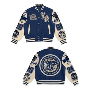 Blouson universitaire OEM 2026 de luxe, blouson Letterman personnalisé avec manches en cuir, blouson universitaire vierge uni, vente en gros USA - Product Image 1