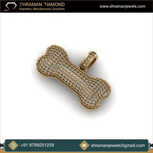 Trendy Design Fashion Custom 10K <b>Solid</b> <b>Gold</b> Iced Dog Bone Lab Grown Diamond Animal Charm <b>Pendant</b> Necklace Unisex - Product Image 2