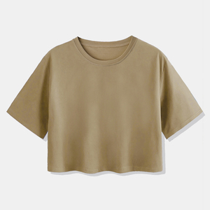 Vente en gros de hauts de sport courts unis, t-shirts pour femmes à manches courtes avec logo et design personnalisés, service OEM de haute qualité - Product Image 1