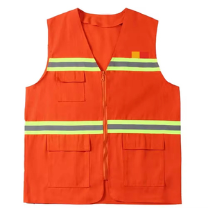 Chaleco de Seguridad Reflectante Naranja para Hombre, Transpirable, de Poliéster, Informal, para Primavera, Color Sólido, Tejido, Tipo Pullover - Product Image 2