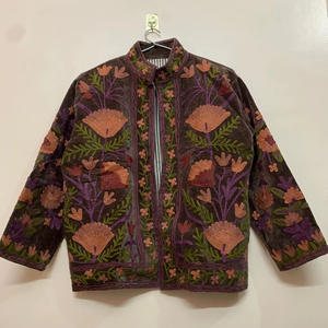 Hand Embroidered Suzani Boho Velvet <b>Winter</b> Jacket Designer Ethnic Womens Coat Artisan Handmade Jacket - Product Image 1